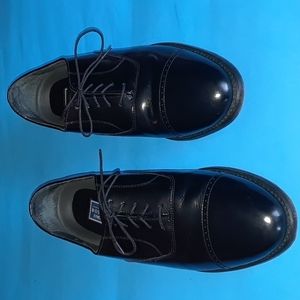 Preowned Bostonian Stockbridge Lace Up 9.5 D Cap Toe Black Leather Oxfords